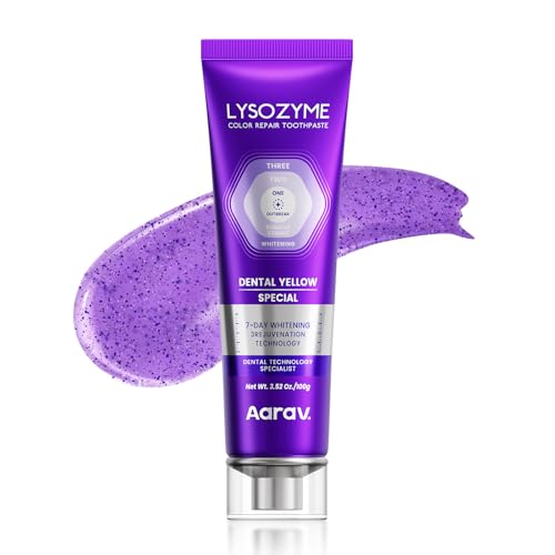 Aarav Purple Whitening for Teeth Toothpaste: Fluoride Free, Color Neutralizing Formula with Lysozyme...