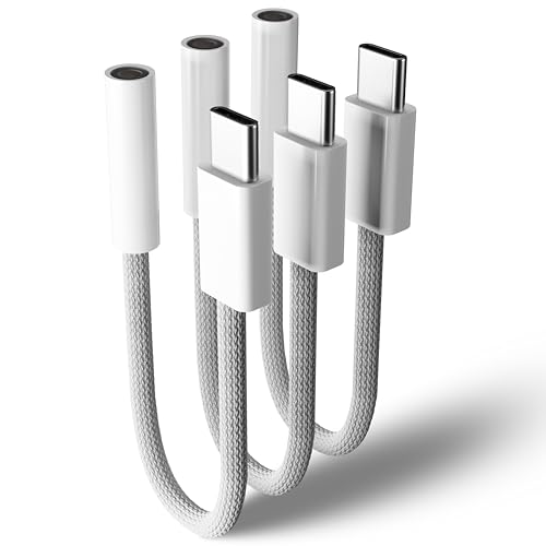 HAYOOVANT USB-C to 3.5mm Audio Adapter (3-Pack) for Headphones is a Type-C to AUX 3.5mm Jack dongle, Compatible with iPhone 16/15, Samsung Galaxy S24/S23/S22/S21, Pixel, and iPad