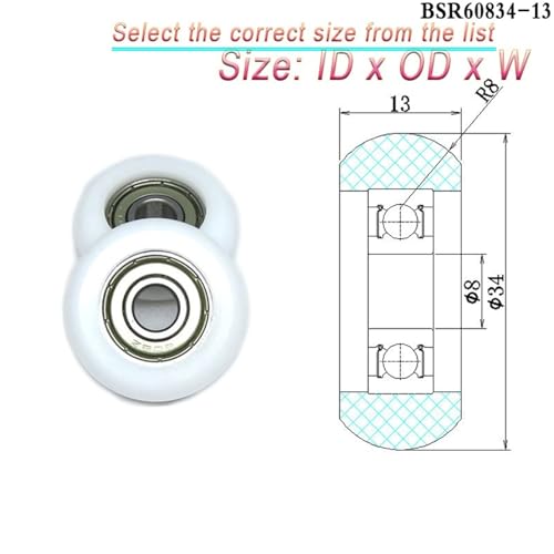 Rueda de nailon 8x36x10mm con rodamiento para máquina de remo 6