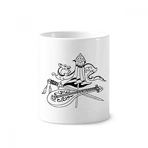 Mug en céramique blanche dragon et porte-crayon d'art chinois