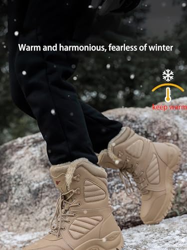 Kervaky Men's Snow Boots Boots Military Tactical Boots Mountaineering Boots Hiking Work Boots Outdoor Boots Warm Boots3