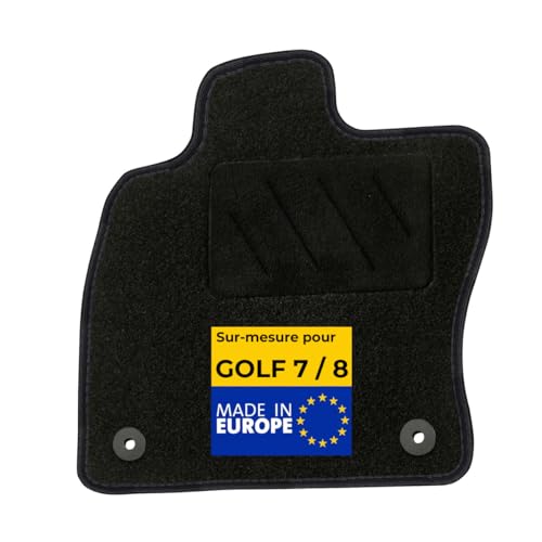 DBS - Tapis de Voiture sur Mesure - Adapté à Votre Volkswagen Golf 7 / Golf 8 dès 11/2012 - Antidérapant : Clips de Fixations et Scratch - Tapis de Sol conducteur - Moquette - Noir