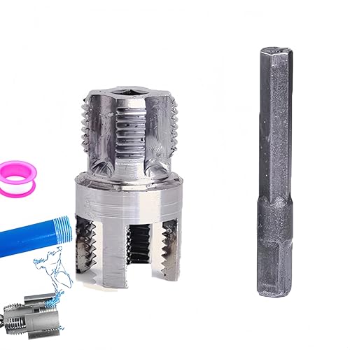 Integrated Internal & External Pipe Threading Tool, Pipe Thread Cutting Tool PVC Thread Maker Tool Electric Drill Compatible PVC Pipe Threader Kit,1/2
