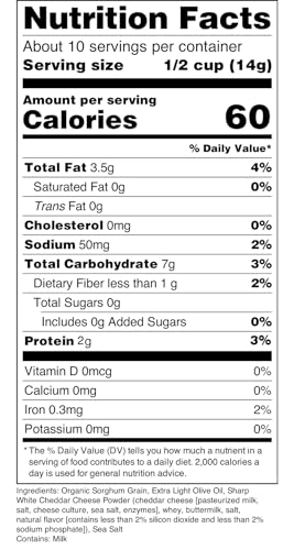 Nature Nate's Extremely Cheezy Popped Sorghum, 5 oz, Gluten Free Snacks, Celiac-Friendly, Healthy Snacks, Made In USA, Single Bag