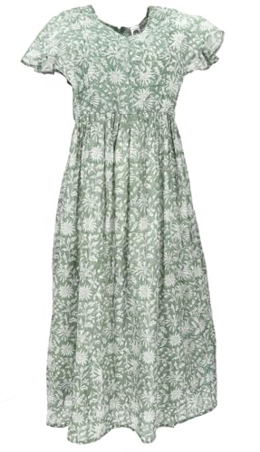 GURU SHOP Luftiges Boho Sommerkleid, Handbedrucktes Maxikleid,...