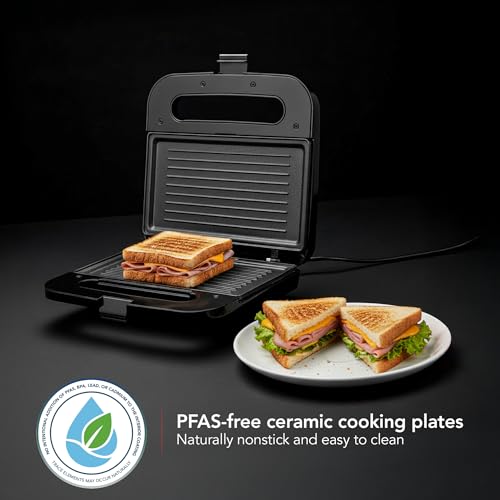image for OVENTE Electric Panini Press Grill with Nonstick Plates, LED Indicator