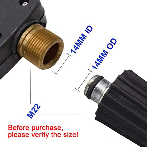 Stone Banks High Pressure Washer Gun with 5Pcs Spray Nozzle Tips, 4350 PSI 1/4" Quick Release Jet Wash Gun, M22 Metric Short Power Washer Gun for Car Washing (M22 14MM Fitting Hose Connector)