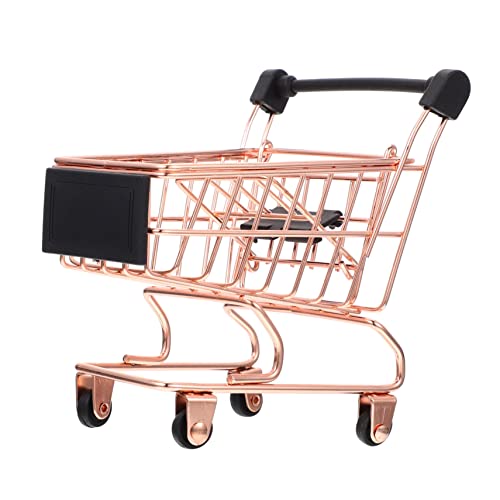 HANABASS Carrito De Compras De Juguete Carro De Simulación De Hierro Mini Carro Carrito De Supermercado De Juguete Mini Juego De Supermercados Trolly De Compras para Planchar Dorado