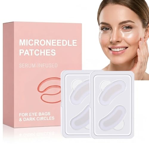 4 Stück Microneedling Patches Microneedling Eye Patches Gegen Tränensäcke & Augenringe Entfernen Augenpads zur Reduzieren Augenfalten Mikronadelpflaster für Stirnfalten & Zornesfalten