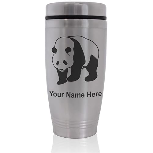 SkunkWerkz Commuter Travel Mug, Panda Bear, Personalized Engraving Included