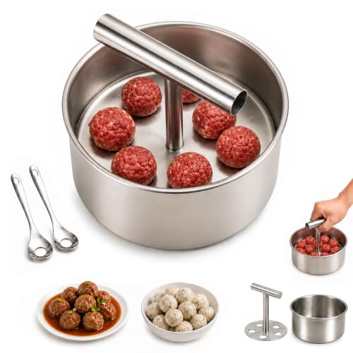 Kitchen Stainless Steel Meatball Mould, Large Meatball Maker (6holes,1pc)