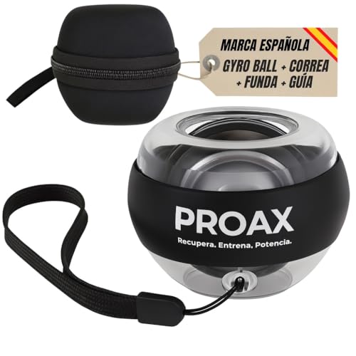 PROAX® Gyroscope à main pour renforcer le poignet et l'avant-bras | Gyro Ball avec démarrage automatique et sangle | Entraîneur de main compact avec étui...