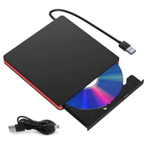 Générique Graveur DVD Externe – Lecteur CD/DVD +/-RW Ultra-Mince, USB 3.0 Rapide, Câble Intégré – Compatible PC, Mac, iMac, MacBook, Ordinateur...