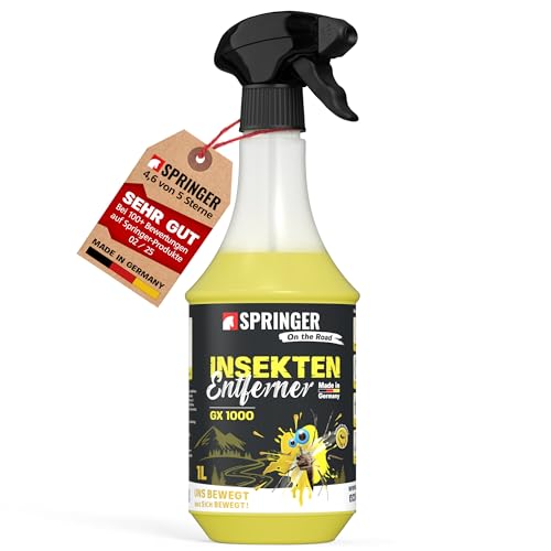 SPRINGER GX1000 - - Insektenentferner 1L - - Made in Germany - - Schonende Rezeptur - - Tiefenwirksame Formel - - Insekten-Reiniger für hartnäckige & angetrocknete Insektenreste