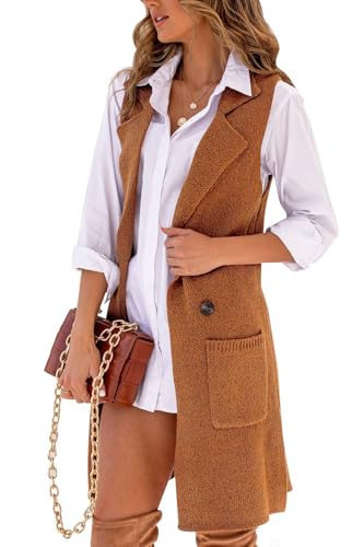 Image of IDEALSANXUN Womens Long Sweater Vest Fall Winter Sleeveless Knit Cardigan Outerwear