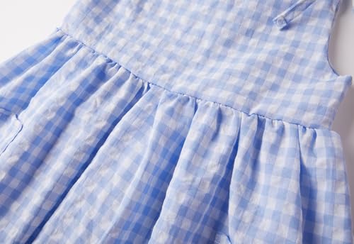 Rysly Girls Cotton-Linen Sleeveless Dress with Shoulder Straps and Pockets Toddler Girls Sundress4