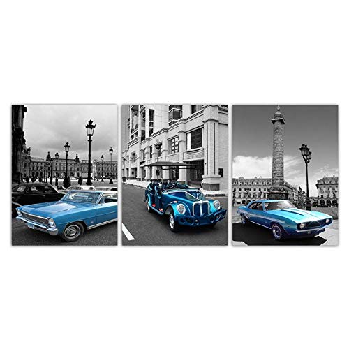Póster de coche deportivo azul para decoración de habitación juvenil y salones modernos 50x70cm