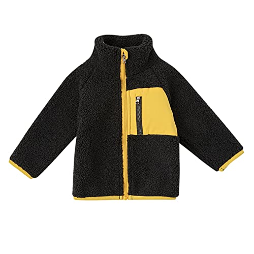 Toddler Kids Fleece Jackets Coats Baby Boys Girls Zipper Long Sleeve Jacket for Spring Autumn (Black, 2-3 Years)
