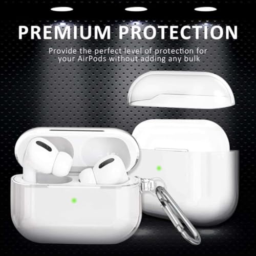 Image of PLUK for Apple AirPods Pro 3 Generation(2025) Soft Silicone Case Cover Shockproof Protective Silicone 360 Full Protection Dust-Proof Shockproof Case Cover with Hook (Case Only) - Transparent Clear