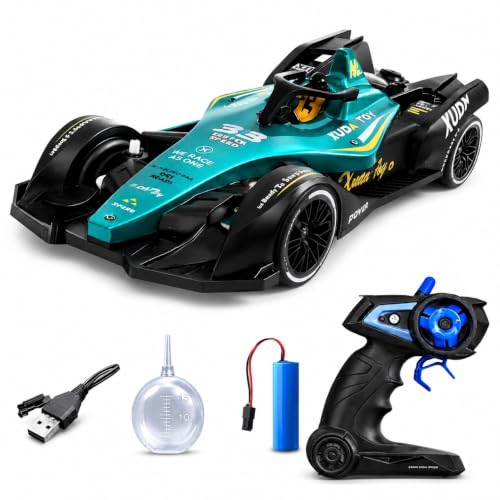 Image of Toy Imagine 2.4GHz Remote Control RC F1 Racing Car for Kids 1:14 Scale, High-Speed Rechargeable RC Toy with LED Lights, Realistic Smoke Effect,Sound, Indoor /Outdoor Play Toy for Boys & Girls 6+(Green)