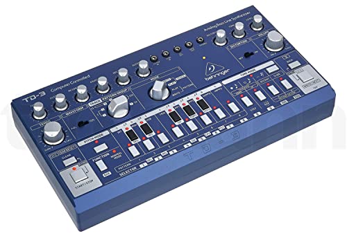 Behringer TD-3-BU Analoger Bass-Line-Synthesizer mit VCO, VCF, 16-Stufen-Sequenzer, Distortion-Effekten und 16-stimmiger Polykette