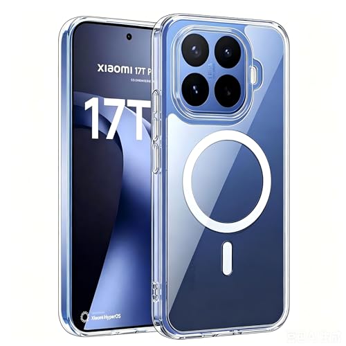 Fitudoos Hülle für Xiaomi 17T Pro Robuste PC-Rückseite Case+Stoßfesten TPU-Kante Militärischen Grad Schutz Hülle Schutz Magnetisch & Anti-Gelb Stoßfeste Handyhülle - Transparent