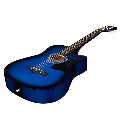 Joymusic 38 Inch Blueburst Beginner Acoustic Guitar Kit,Bundle With A Strap With Picks Holder,Digital Tuner, Set Strings, Capo,Cleaning Cloth,6 Picks,Gig Bag.(Jg-38C,Bls) #TOP2