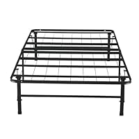 Naomi Home Tool Free Assembly 14 Twin Bed Frame Heavy Duty Foldable Bed Frame Folding with Steel Metal Slats Box Spring 600lbs Capacity Platform Twin Size Black
