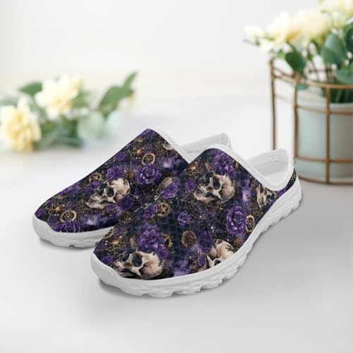 FOR U DESIGNS Halloween Womens Slip on Mules Breathable Mesh Flats Lightweight Non Slip Walking Shoes for Gym Sports Casual3