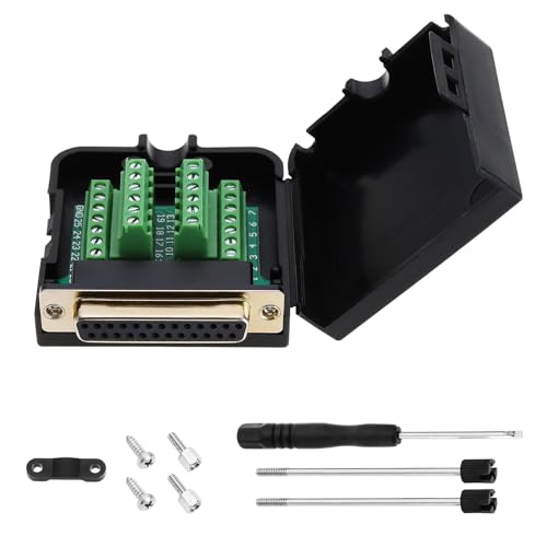Create idea DB25 Adapter RS232 D-SUB Serial Adapters 25-pin Solderless Serial Port Adapter to Terminal Connector Signal Module Long Bolts and Nuts with Case, Female