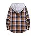 FASLOLSDP Chemise d'école à capuche à carreaux pour homme - Pour homme, café, L