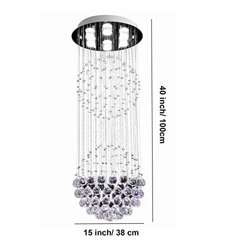 Led Modern Fandelier White Chandelier K9 Crystal Ball Chandeliers Cylinder Flush Mount Ceiling Pendant Lighting Fixture For Foyer Stairway Dinning Room,Bathroom,Living Room,Bedroom 6 Gu10 Bulbs #TOP6