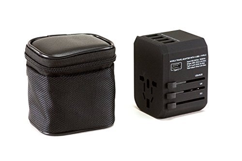 Best Cyber Deals 🔥 Pac2Go Universal Travel Adapter with Quad USB + USB-C Charger - All-in-One Surge/Spike Protected Electrical Plug with Fast Charging USB Ports, International Power Socket works in 192 Countries - 5XUSB