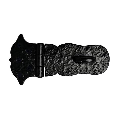 Akatva Premium Wrought Iron Heavy Duty Hasp and Staple 155 mm x 79mm - Black Powder Coated Safety Hasp - Black Antique Door and Window Hasp - Iron Vintage Door Safety Hasp - Black Antique Door Hasp Cover