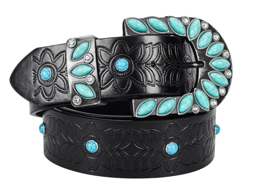 Western-Belt Woman Turquoise-Cowgirl-Belts for Jeans-Pants