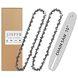 JINFFR 10 Inch Chainsaw Guide Bar and Chain Combo, 10' Replacement Chain for WORX WG309,10'' Chains for Sun Joe SWJ803E SWJ807E - 3/8'' .050'' 40 Drive Links (2Chain+1bar)