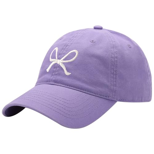 Image of Trendy Bow-Tie Baseball Cap for Women | Trucker Hats Y2k Adjustable Fashion Sun Hat with Visor for Hiking & Travel