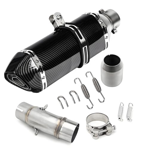 Fits Kawasaki Motorcycle Muffler Stainless Steel Motorcycle Exhaust Hexagon Slip On Muffler Exhaust with Mid Pipe Fits Kawasaki Ninja 400 Z400 2018 2019 2020 2021 2022 2023 Ninja 500 2024