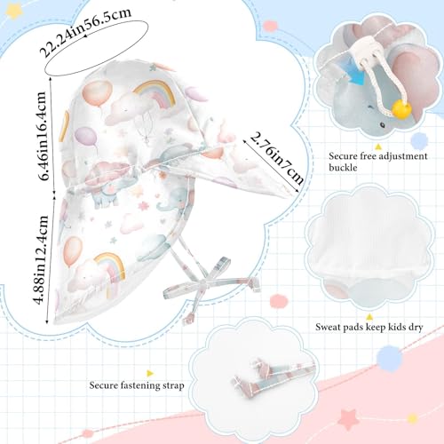 Dreamy Childish Cute Elephants Toddlers Sun Hat Boy Water Hats Girl UPF 50 Neck Flap Traveling Swim4