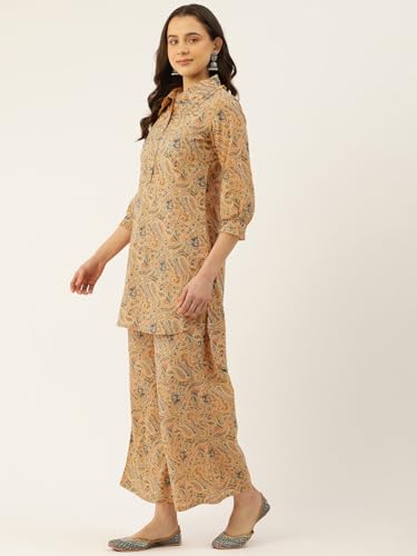 Image of feranoid Co Ord Set Collared Straight 4 Button Kurta with Plazzo