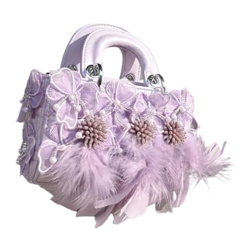 Sac à main carré léger en similicuir avec sangle amovible et motif floral pour voyage