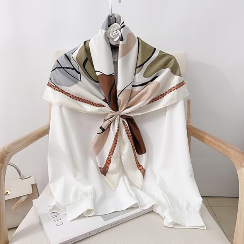 Image of Printed Poly Silken feel Scarf Stole for Women | Stylish, Soft, & Lightweight | Satin Feel Neck Scarf, Hair Scarf, Head Scarf for Women | Square Silk Stole for Handbag