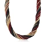 Ross-Simons Italian Red, Black and Golden Murano Glass Bead Torsade Necklace With 18kt Gold Over Sterling. 18 inches
