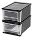 IRIS USA Plastic Stacking, Storage Organizer Unit with Sliding Drawer for Clothes Bedroom Kitchen Under Sink Pantry Craft Room Bathroom Dorm Office, 7 Qt. - 4 Pack, Black