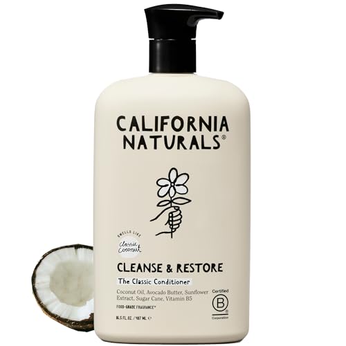 California Naturals Conditioner w/Coconut Milk, Vitamin E for Dry Hair & Scalp Care in Women & Men, Natural, Vegan, Paraben & Sulfate Free, Color Safe Conditioner, All Hair Types, 16.5 fl oz