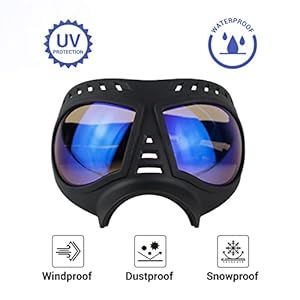 Namsan Dog Goggles for Large Dogs UV Dog Sunglasses Medium Large Breed Transparent Dog Glasses Wind/Dust/Fog/Snow Dog Eye Protection, Wide Snout Rest, Soft Frame, Clear Blue