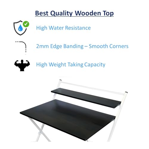 Image of BLUMUNO X-Plus Folding Table /Sturdy Work Table for Home, Study, Office & Work from Home / 18mm Engineered Wood Top wfh Essential /Foldable Multipurpose Table /Home Office Desk - (Walnut Finish Black)