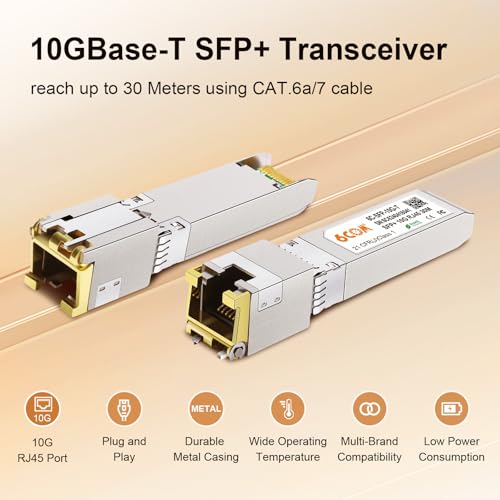 Image of 2Pack 10GBase-T SFP+ Transceiver, 10Gb SFP+ to RJ45 Copper SFP Module, Compatible for Cisco SFP-10G-T-S, Ubiquiti uacc-cm-rj45-mg, Netgear, Mikrotik, TP-Link(CAT.6a /7, 30m /98.4ft)