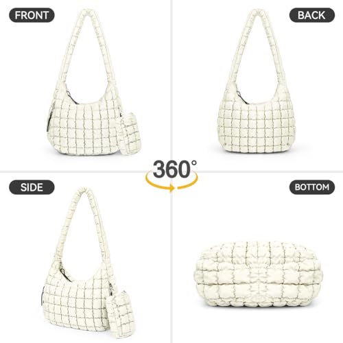 Image of Puffer Tote Bag for Women Large Quilted Crossbody Bag Hobo Crossbody Lightweight Padding Puff Purse Tote Bag for Women
