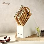 Knife Set, 14 Pieces Kitchen Knives Set with Block and Gift Sharpener, High Carbon Stainless Steel and Ergonomic Handle Knife Block Set
